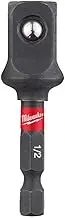 Milwaukee Shockwave Socket Spanner Insert 50 mm, 1/4 Inch Hex to 1/2 Inch Square, Adapter Set Made of Special Steel