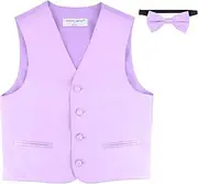 [Vesuvio Napoli] BOY'S Dress Vest & BOW Tie Solid Lavender Purple Color BowTie Set