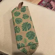 Trader Joes Toiletry Bag Monstera Leaf Print Recycled Reusable Paper New!