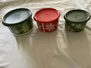 Tupperware Holiday Stacking Canister Set Snow Place Like Home Set of 3 new