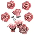 DLD Knobs 8Pcs Elegant Pink Rose Pulls Flower Ceramic Cabinet Knobs Cupboard ...