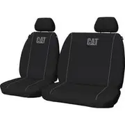 CAT Poly Canvas Seat Covers Black/Grey Adjustable Headrests Size 301 Front Bucket and Bench (W/Out Cut Out) Air Bag Compatible