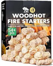 WH - Natural Fire Starters for Fire Pits (54+ Count, Long Burning, Sustainable Fast Start Fire Starter for Charcoal Starter - Campfire Toilets