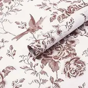 Whaline 60 Sheets Brown Floral Tissue Paper Chinoiserie Flower Bird Decorative Wrapping Paper for Birthday Baby Shower Party DIY Crafts, 14 x 20 Inch