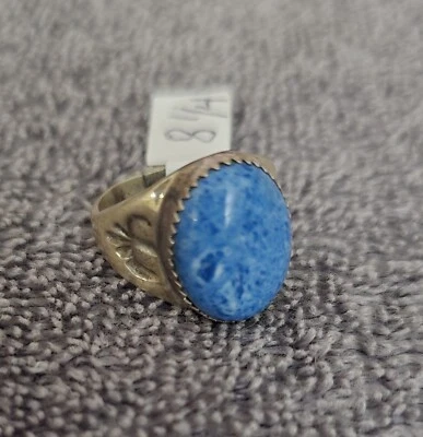 Vintage Native American Sterling Silver Blue Denim Lapis Ring Navajo Sz 8.25