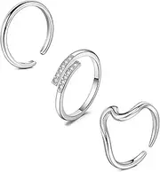 [MODRSA] Silver Toe Rings for Women Silver Toe Ring non Tarnish Adjustable Womens Toe Rings Big Toe Jewelry Simple Tail Ring Stackable Rings Wave, Metal, stainless-steel
