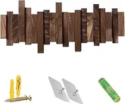 ZAUIBDUU Walnut Wooden Wall Hooks with 6 Folding Hooks for Hanging Coat Clothes Hat Key