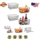 Medium Rectangular Wire Storage Baskets - Portable Organizers for Home & Pantry