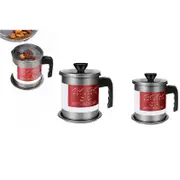 2Pcs Stainless Steel Bacon Grease Oil Container Keeper Storage Can With Strainer-S And L