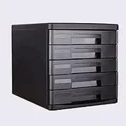 File Cabinet Multi-layer A4 File Box Storage Cabinet Desk Storage Box Document Box for Home Office(Black)