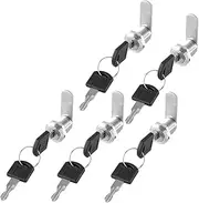 OSALADI 5 Sets Drawer Cam Lock Door Lock Drawer Lock Gate Lock Cam Lock Accessory Lock Replacement Cabinet Lock Office Lock Alloy Cam Lock Home Lock Mailbox Lock Silver Zinc Alloy