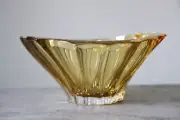Crystal Bowl 8 " Bohemia Amber Vase Czech Glass Fruit Desert Sweets Gift NEW