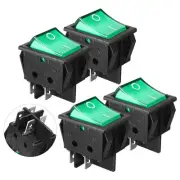 Mini 4P DPST Snap in Plastic Car Rocker Switch w Green Lamp