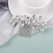 Crystal Bride Wedding Hair Comb Silver Rhinestone Bridal Hair Clip Sparkly Hair Piece Gem Hair Accessories for Women and Girls (Silver)