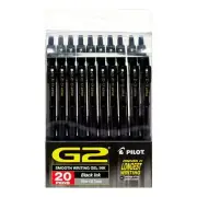 Pilot G2 Retractable Gel Ink Pens, Fine Point, Black, 20 Count