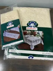 New Vintage Quaker Lace Oblong Tablecloth and Runner Ivory 52" x 70" and 16" x