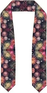 [HTTUP] Beautiful Firework Print Unisex Adult Graduation Shawl Stole - Polyester Class Of 2024 Honor Gift With Trim