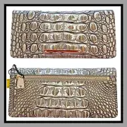 Brahmin Ady Wallet Fold Over in CHROME MELBOURNE Metallic Silver Leather NWT