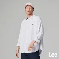 在飛比找樂天市場購物網優惠-Lee 男女同款 寬鬆版 胸前口袋小LOGO 直條紋長袖休閒