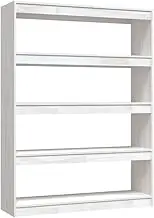 Bookcase with Room Divider | 100x30x135.5 cm Solid Pinewood Standing Shelf | Space-Saving Storage for Small Spaces | Modern White Book Cabinet for Home & Office