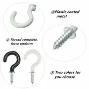 1/2 Inch White 20 PCS PVC Coated Metal Screw In Cup Hooks Ring Plant Jewelry Hanger Holder Tool