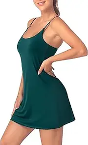 Leovqn Womens Tennis Dress with Built-in Bra & Shorts Athletic Dress Workout Dress Exercise Dress with Pockets Golf Dress