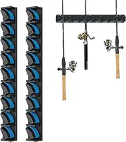 Fishing Pole Holders, 2X Wall Fishing Rod Organizer, Rod Holder Rod Organizer Horizontal Pole Holder for Holding 9 Rods Or Combos