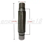 2.5" OD x 10" x 14" OL Exhaust Flex Pipe Stainless Steel Coupling Double Braid