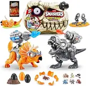 Smashers Dino Island T-Rex Battles by ZURU, Black Triceratops, 50+ Surprises Boys Collectible Dinosaur T-Rex Triceratops, Surprise Sand Compounds Discovery (Black Triceratops)