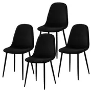 Halsa Velvet Fabric Classic Dining Chair (Set of 4) Black