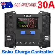 LCD Solar Panel Charge Controllers Regulator DC 12V/24V Auto USB 30A Battery PWM