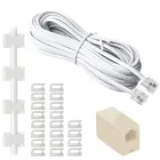 Telephone Extension Cord 25 Feet Phone Cable with Standard RJ11 Plug with 1 i...