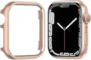 Compatible Apple Watch 45mm Series 8 7 Case Rose Gold,NINKI Impact Resistant Aluminium Full Protective Cover iWatch Bumper for Women Men (30242)