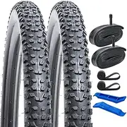 YunSCM 2 PCS,27.5x2.3 Bike Tires,27.5x2.3 Bicycle Tires,27.5x2.3 58-584 Bike Tyres +Bike Inner Tube Schrader Valve 32mm+Rim Strap+Tire Lever,Mountain Bike Tire 27.5 2.3,MTB Tire 27.5 2.3,Y-210
