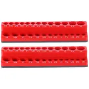 2pcs Magnetic Socket Organizer 1/4" Drive SAE Socket Holder Tray, Red
