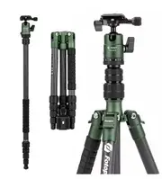 Fotopro 59" Carbon Fiber Travel Tripod Compact Camera Tripod for DSLR Smartphone Maxload 8KG X-GO E2 Green