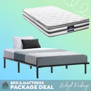 King Single Package | Ted Metal Bed & Normay Bonnell Spring Pillow Top Mattress (Medium Firm)
