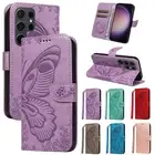 For Samsung S24 S23FE S21 S20 X Cover 7 M15 F15 Butterfly PU Leather Wallet Case