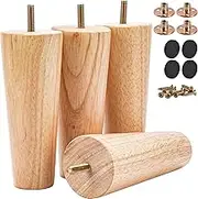 10 inch Solid Wood Furniture Legs, Btowin 4Pcs Mid-Century Modern Wooden Replacement Feet with Threaded 5/16'' Hanger Bolts & Mounting Plate & Screws for Sofa Couch Armchair Cabinet TV Stand