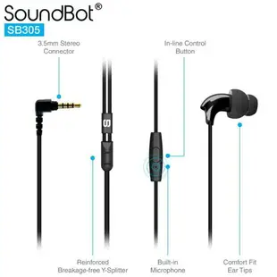 美國聲霸SoundBot SB305運動型人體工學入耳式耳機 有線通話耳機