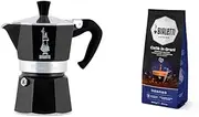 Bialetti - Moka Express: Black Iconic Stovetop Espresso Maker, Moka Pot 3 Cups (9 Oz - 270 Ml), Aluminium, Black with 1 kg Dark Roast and Full Bodied Coffee Beans Esperto Grani, Intenso Flavour