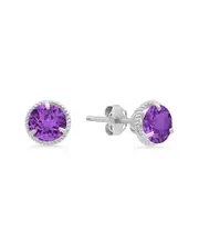 MaxColor 14K 1.30 ct. tw. Amethyst Halo Studs