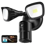 Floodlight Camera Outdoor, 2K Wired Home Smart Security Cameras, 2.4G Black
