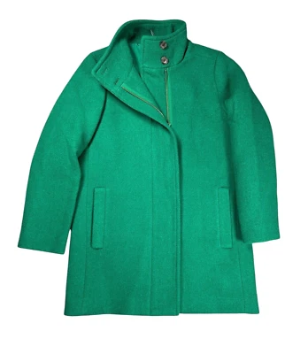 J. Crew Factory Cocoon Coat Green Size 4 Petite 4P Wool Blend Jacket NWT