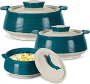 Milton Casserole Double Walled Inner Stainless Steel Serving Casserole Set of 3 (450 ml, 850 ml, 1350ml), PU Insulated Kitchen Hot Pot, Keeps Food hot & Fresh for Roti, Biryani, Venice - Marble Green