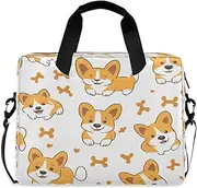 Quteprint Cute Corgi Dog Bones Pattern 15.6 Inch Laptop Bag Briefcase for Business, Water-Resistant Computer Bag Fits 14-16 Inch Notebook for Men Women, Office Travel Work Backpack, Multi, 40x7.5x30cm