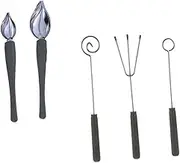 TIDTALEO 1set Chocolate Dipping Tool Stainless Steel Fondue Forks Decorating Spoons for Cake Dessert and Sauce Art Kitchen Plating Tools Grey