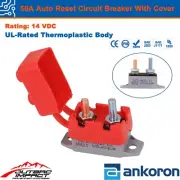Ankoron 50A AMP 12V Circuit Breaker Stud Type shortstop Fuse Auto Reset W/ Cover