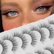 False Eyelashes Fluffy Wispy Curly Natural Lashes 3D Faux Mink Lashes 7 Pairs V