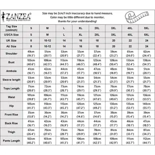 Zanzea 套裝女長袖襯衫上衣+長闊腿彈力高腰印花休閒寬鬆褲